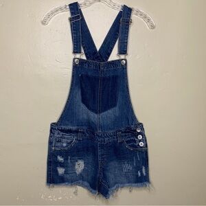 Highway Jeans Womens Overall Jean Shorts Size Medium Cut Off Distressed  Wash